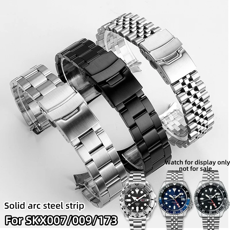 

For Seiko Stainless Steel Watch with Bracelet SRPD63 Solid Metal Strap Steel Strap SKX007 009 173 Arc Mouth Watch Chain 22mm men