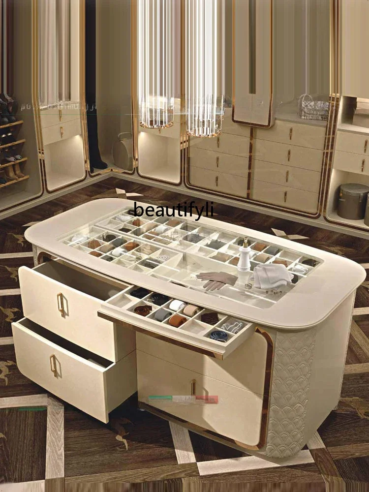 Single Zhongdao Cabinet New Style White Light Luxury Jewelry Cabinet Solid Wood Zhongdao Table Cloakroom Showcase