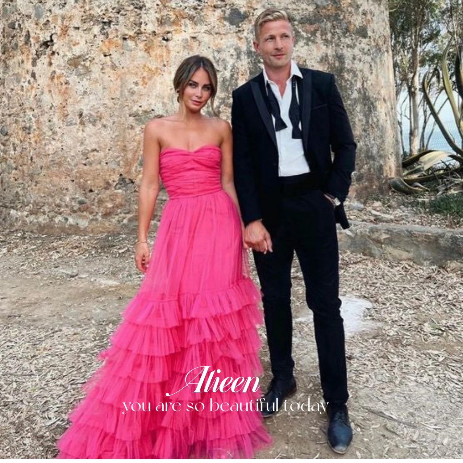 

Aileen Strapless Formal Occasion Dresses for Prom Women's Evening Dress Party Evening Elegant Luxury Celebrity Rose Red 2024