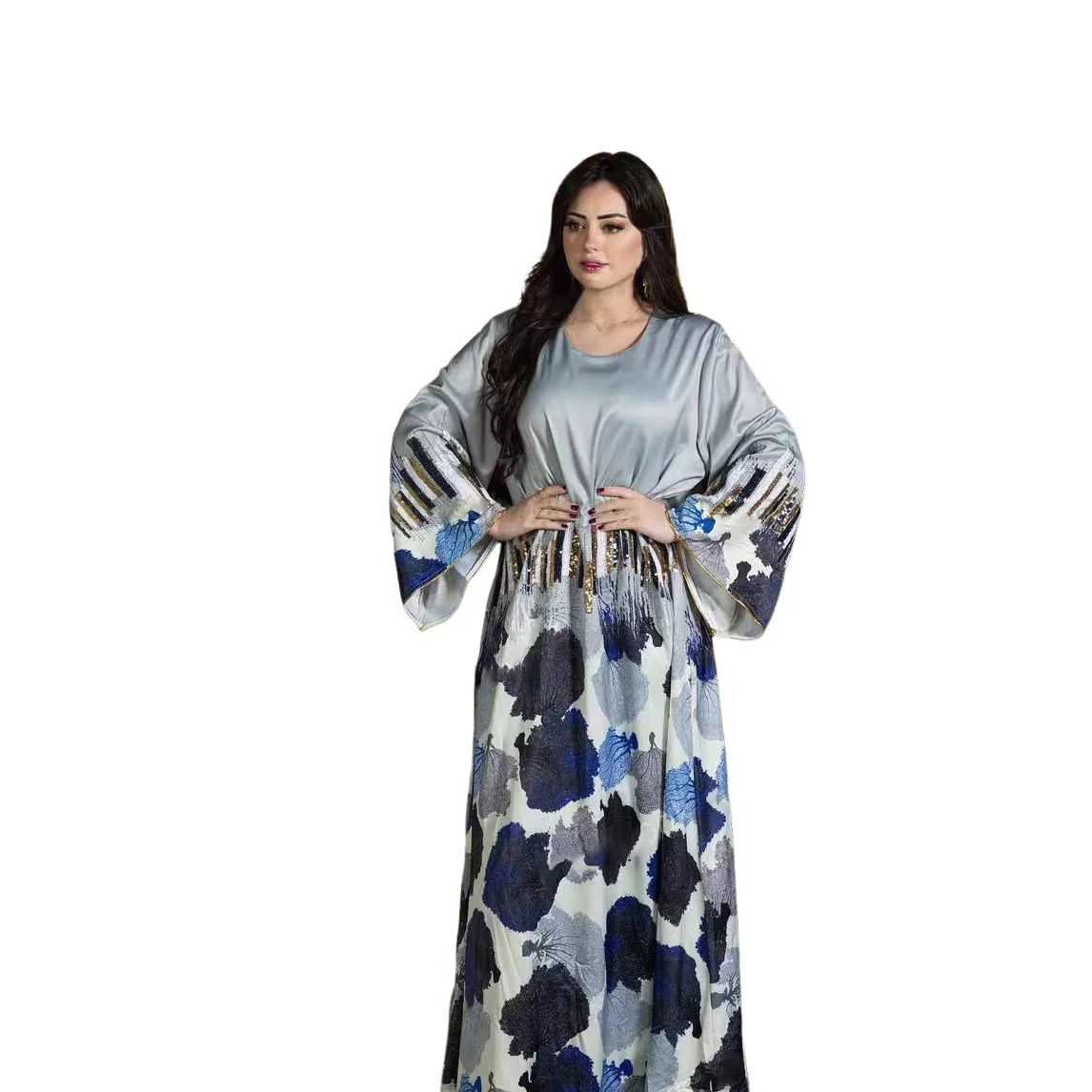 

Sequin Embroidery Abaya Dubai Turkey Kaftan Eid Al-Adha Djellaba Women Marocain Jalabiya Ramadan Islamic Party Gown Muslim Dress