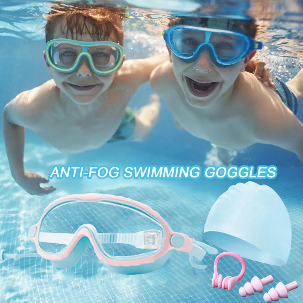 Swimming Goggles with Silicone Lens Strap One-piece Molding Swim Goggles Kids Swim Goggles Set with for Pool for Children