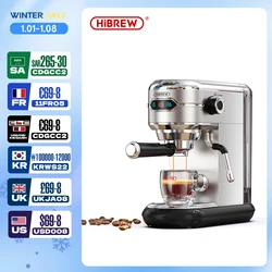 Cafetera HiBREW 20 Bar Inox semiautomática súper delgada ESE POD y polvo Espresso capuchino máquina agua caliente H11