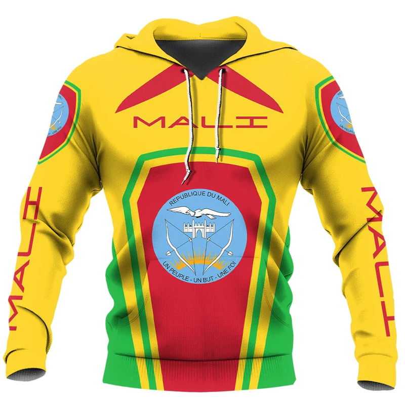 Mali Flag Map 3D Print Hoodies For Men Clothes Casual Boy Hoody National Emblem Graphic Sweatshirts Africa Male Pullovers Tops