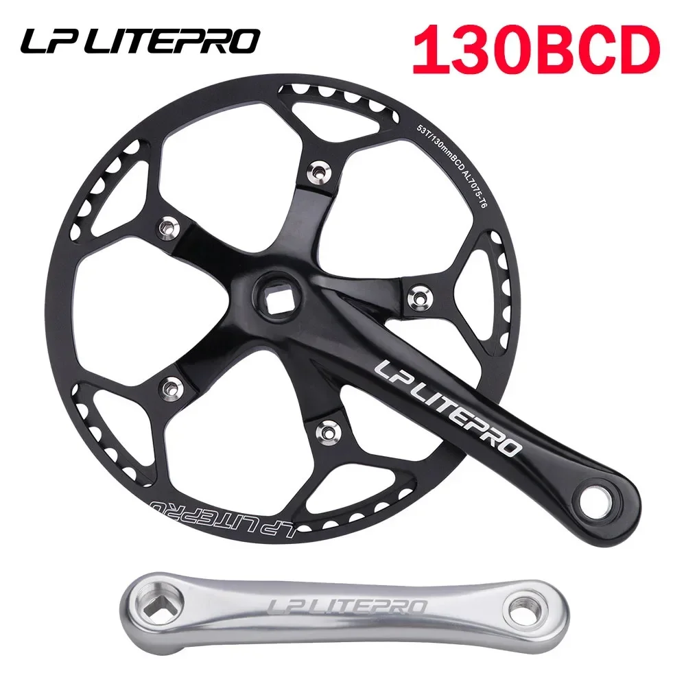 Litepro Square Connecting Rods Crankset 130 BCD Chainring 45T 47T 53T 56T 58T Bicycle Crank and Chainwheel for Gravel Road Bike