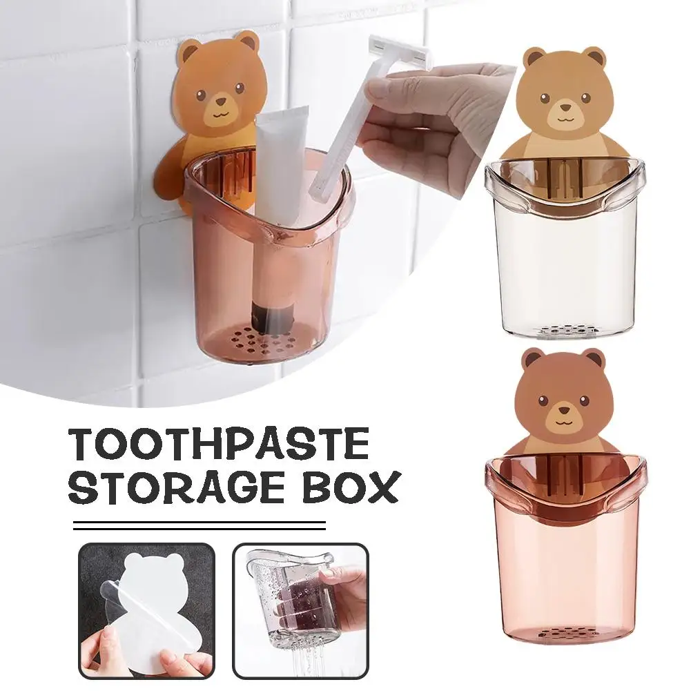 

Bear Tooth Storage Rack Toothpaste Toothbrush Holder Organizer Mount Wall Storage Bathroom Bathroom Accessories Waterproof D0U0