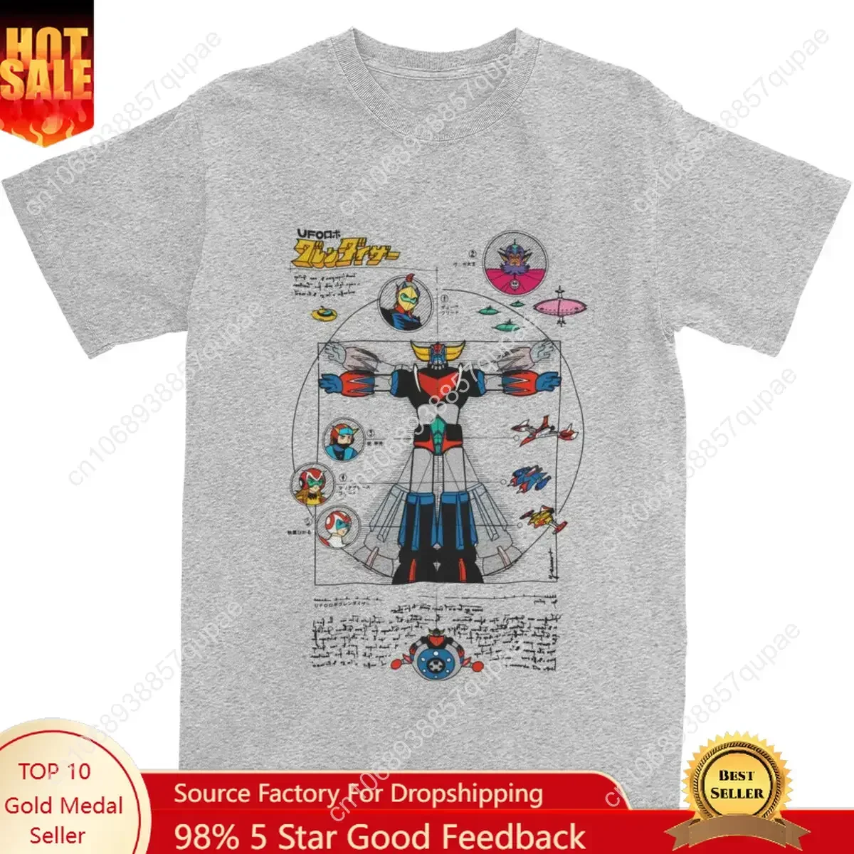 

Novelty UFO Robot Grendizer Goldorak T Shirt for Men Women Pure Cotton Goldrake Japan Robots Tee Shirt Graphic Clothing
