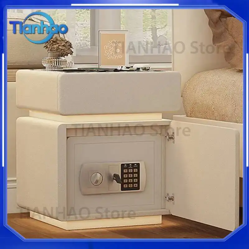 Charging Smart Nightstand with Fingerprint Lock Bluetooth Speaker for Bedroom Office Furniture Bedside Table Luxury Storage