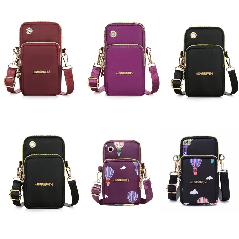 

Многослойные сумки через плечо для мобильных телефонов для женщин, сумка на плечо, чехол для мобильного телефона с вилкой для наушников, кошелек с воздушным шаром и принтом