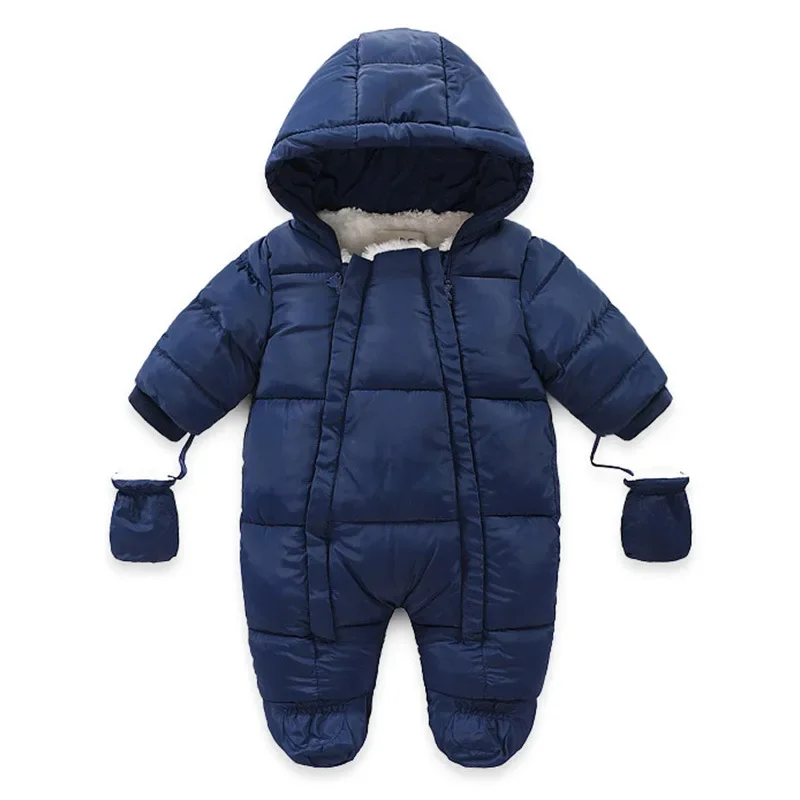 Baby Romper For Girls Newborn Jumpsuit Plush Velvet Lined Hooded Snowsuit Thicken Infant Overalls Winter Baby Boy Clothes Outfit