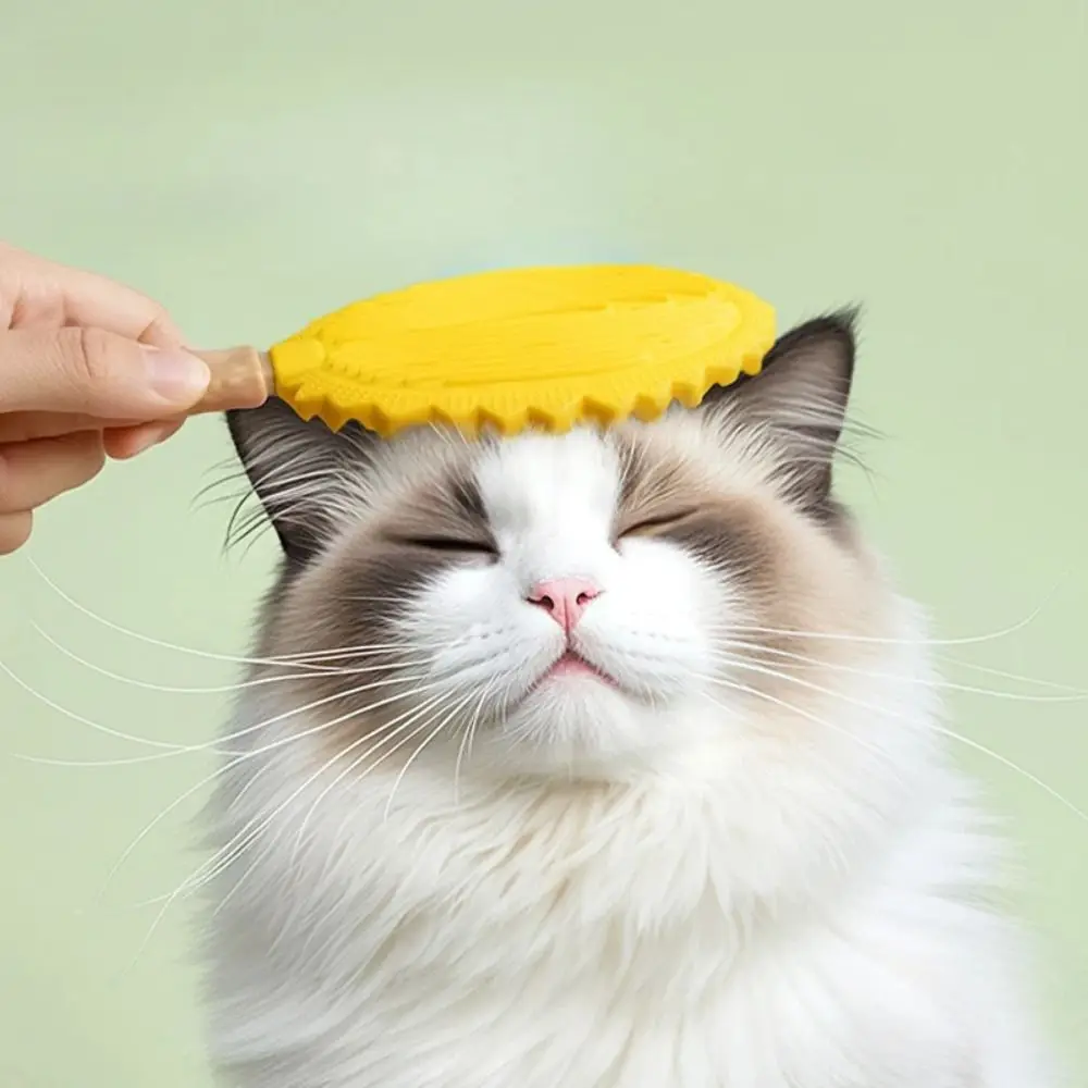 2Pcs Durian Shape Cat Floating Hair Comb Hanging Hole Double-sided 2 In 1 Pet Grooming Brush Comfortable Anti-slip Handle