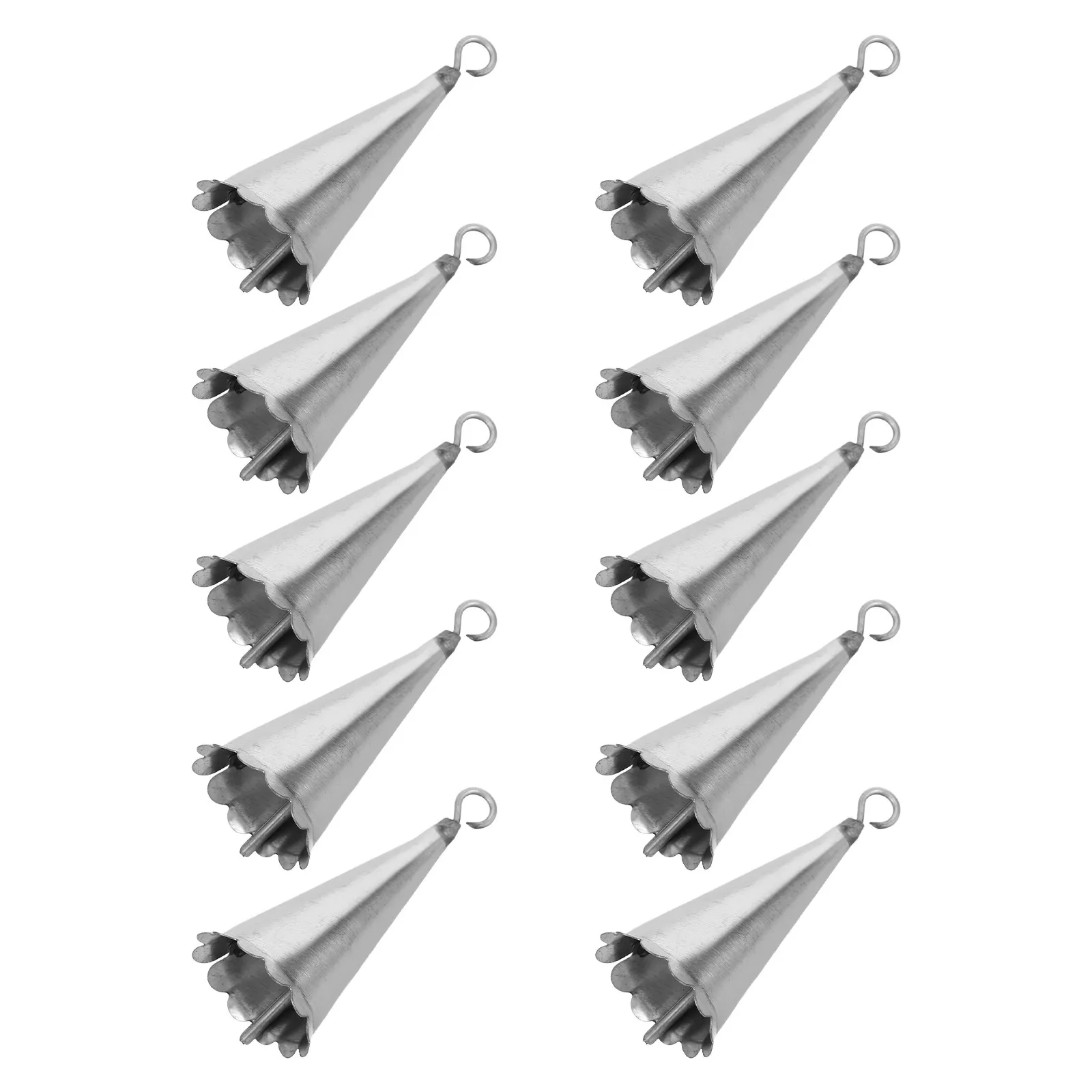 10Pcs Triangular Scalloped Edge Mini Jingle Bells Iron Vintage Craft Bells for Ornament Making Festive Decor Hanging Bell