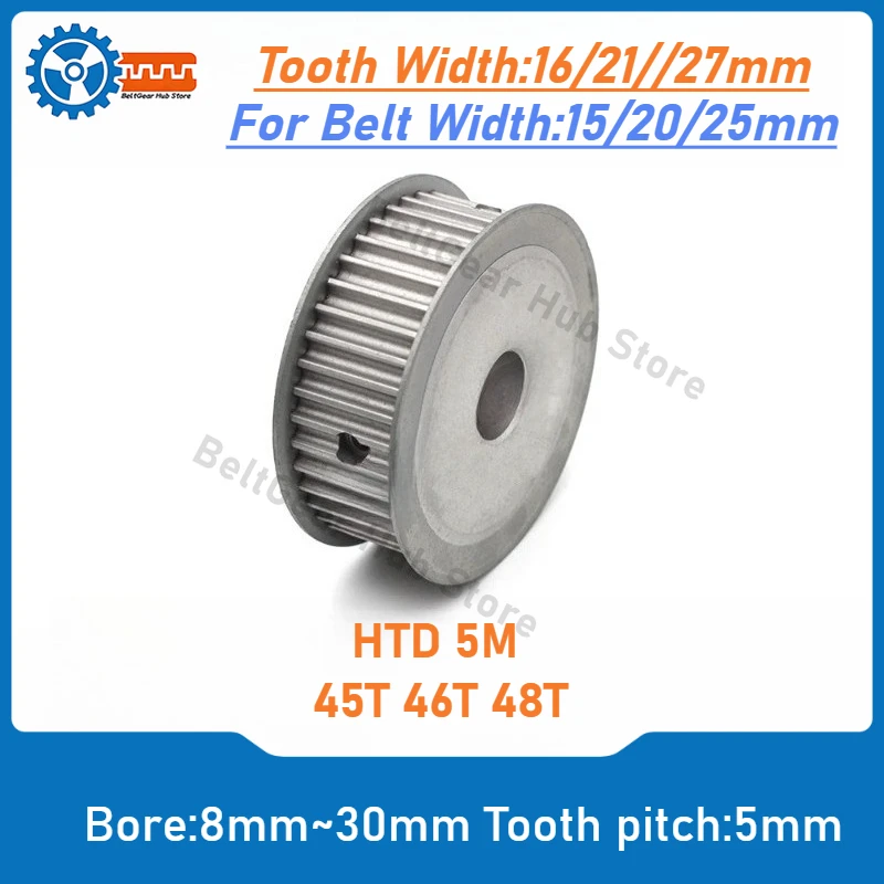 

HTD 5M Synchronous Timing Pulley 45T 46T 48T Applicable to CNC Router 3D Printer Laser Engraver Bore 8mm 10mm 12mm 15mm 20mm