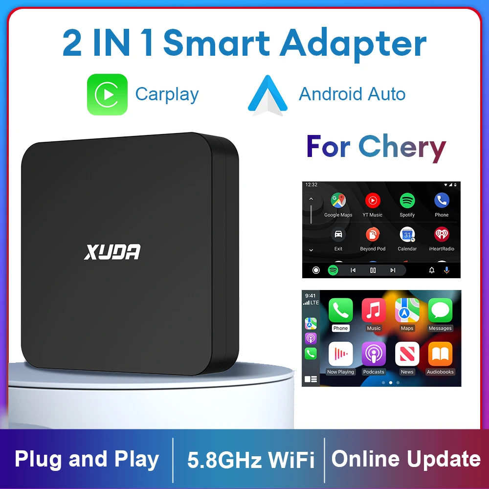 XUDA Wireless CarPlay Android Auto Wireless Adapter Smart For Chery Tiggo 8 Tiggo 2 Tiggo 3 Tiggo 4 Arrizo 5 Arrizo 6 Arrizo 7