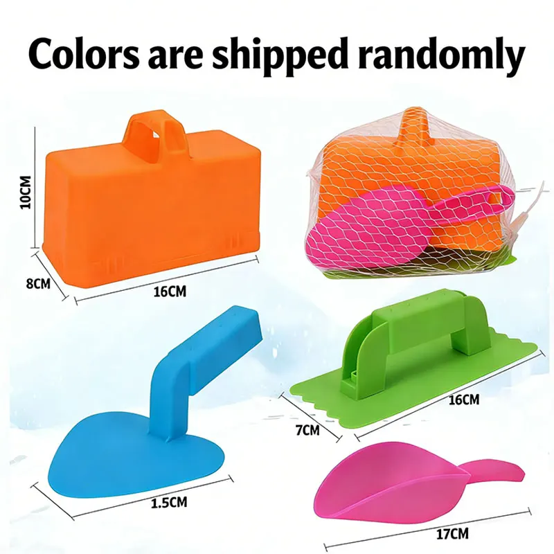 4pcs Snow Sand Construction Toy Set Sand Brick Maker Mold Shovel Kids Outdoor Beach Snowball Building Play Toy Birthday Gifts view 2