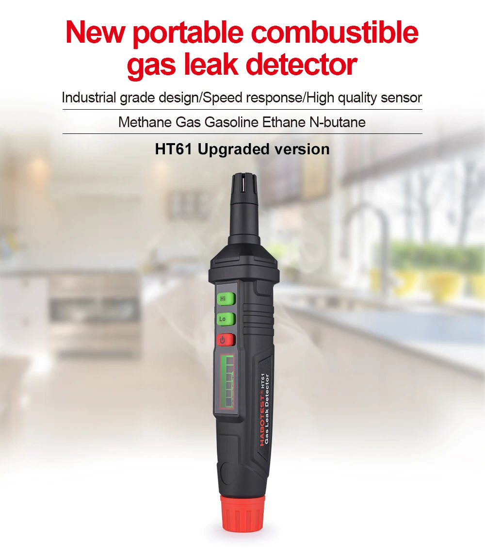 HABOTEST Gas Leak Detector 50-1000PPM Leak Location Determine Sound Alarm Combustible Flammable Natural Methane Gas Detector