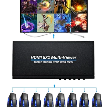 4K 8x1 HDMI Multiviewer 4 6 8 Port Multi-screen Segmentation Video Multiplexer Seamless Switch for PS4 Game Camera PC TV Monitor