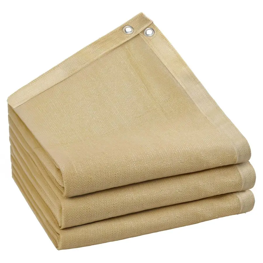 

90 Shade Fabric Sun Shade Cloth, 10 x 20 Beige Shade Cloth with Grommets for Garden, Outdoor Patio, Pergola, Deck
