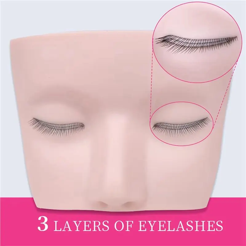 AA20-5X 3 Layers Lashes Mannequin Head For Practice Lash Makeup Tool Extensions Eyelashes Grafting Training Tool