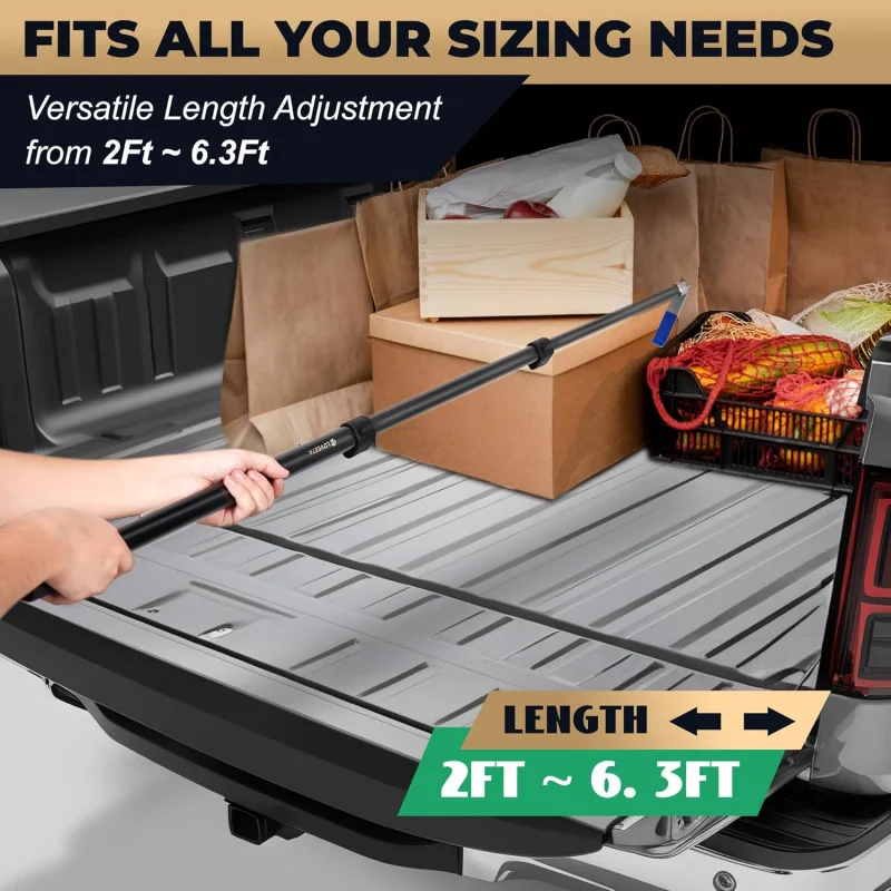 

6.3Ft Extendable Magnetic Cargo Grabber Tool for Pickup Truck Bed Multi Use Reach Retriever with Hooks and Mounted Plate