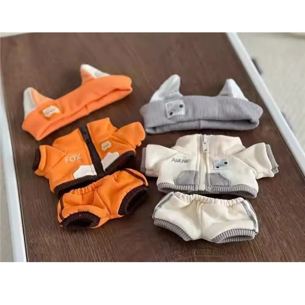 Trendy Cute 20cm Doll Clothes Clothing DIY Fashion Top Shorts Headband Suit Little Fox and Wolf Pattern Casual Outfit