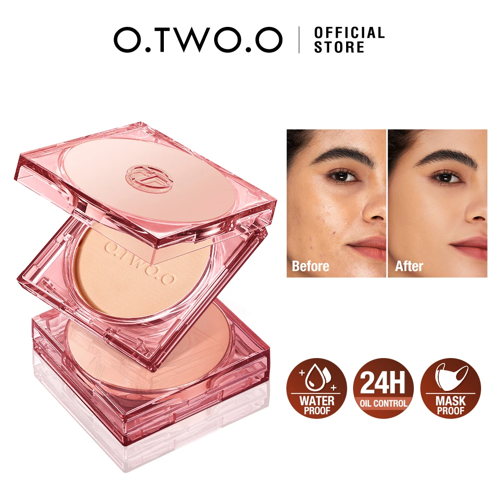 O.TWO.O-polvo facial con control de aceite, enfoque suave de 24h, acabado mate de larga duración, resistente al agua, ajuste sin aceite, maquillaje facial en polvo compacto