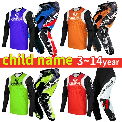 2026 New Motocross Gear Set for Kids Enduro Cross Jersey Pant Kits Boy Girl Racing Suit Youth Motorcycle 4 5 6 7 8 Year Black