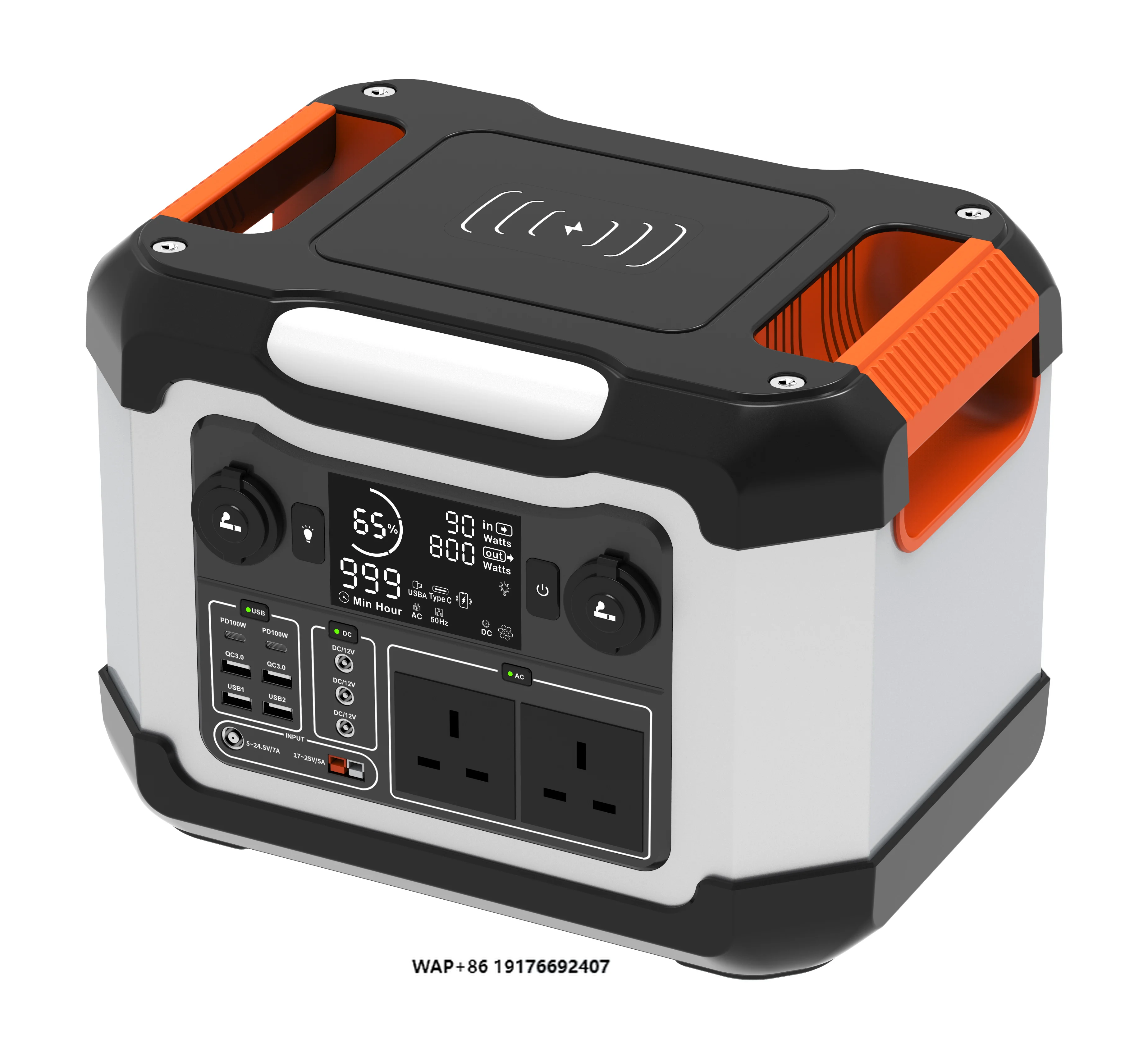 1kwh Portable LiFePO4 Battery Power Bank Outdoor Power Supply Solar Power Station for Camping Equipment with Wireless Charging