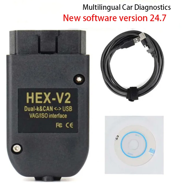 

HEX V2 VAGCOM V24.7 VCDS AT162+FT232 Multi-language car diagnostics
