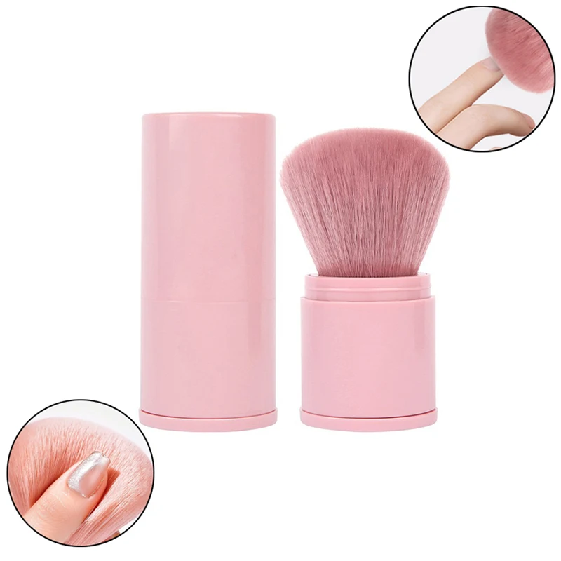 1x Retractable Nail Dust Removal Brush With Cover Telescopic Nail Brush Fluffy Soft Hair Portable Dust Cleaning Nails Care Brush