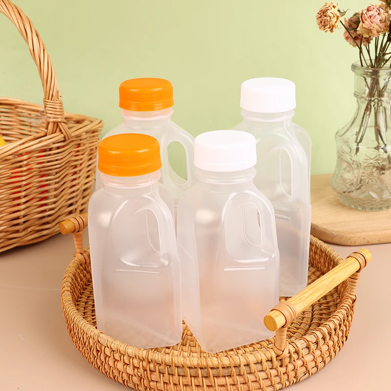 1PC 320/500ml Transparent Kids Water Bottle Plastic Juice Bottle PET Milk Beverage Bottle With Lid Camping Hiking Drinkware