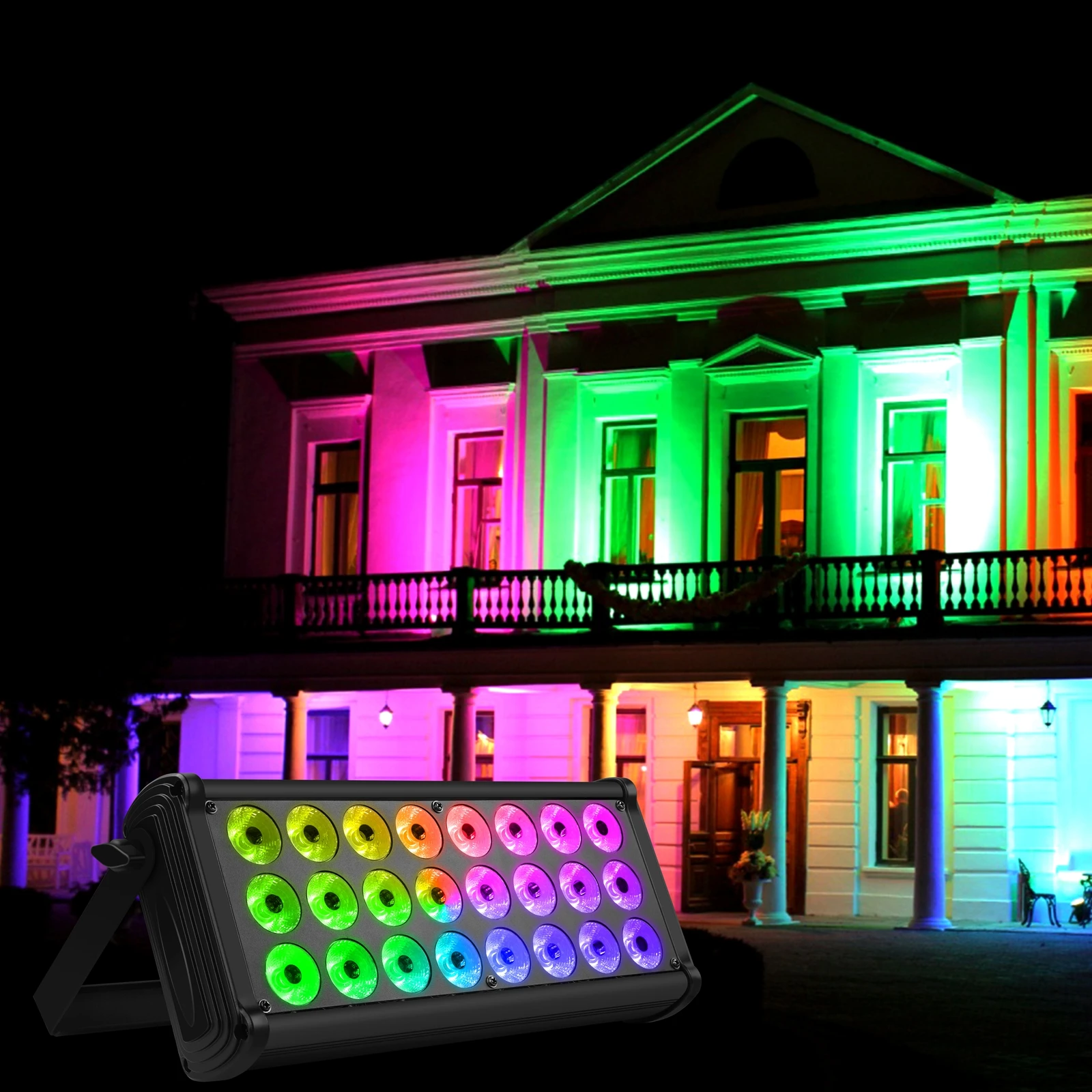 Luci da parete con effetto arcobaleno U'King 24LED Color Mixing mette in evidenza l'illuminazione dell'edificio per esterni luce di proiezione a LED edificio esterno