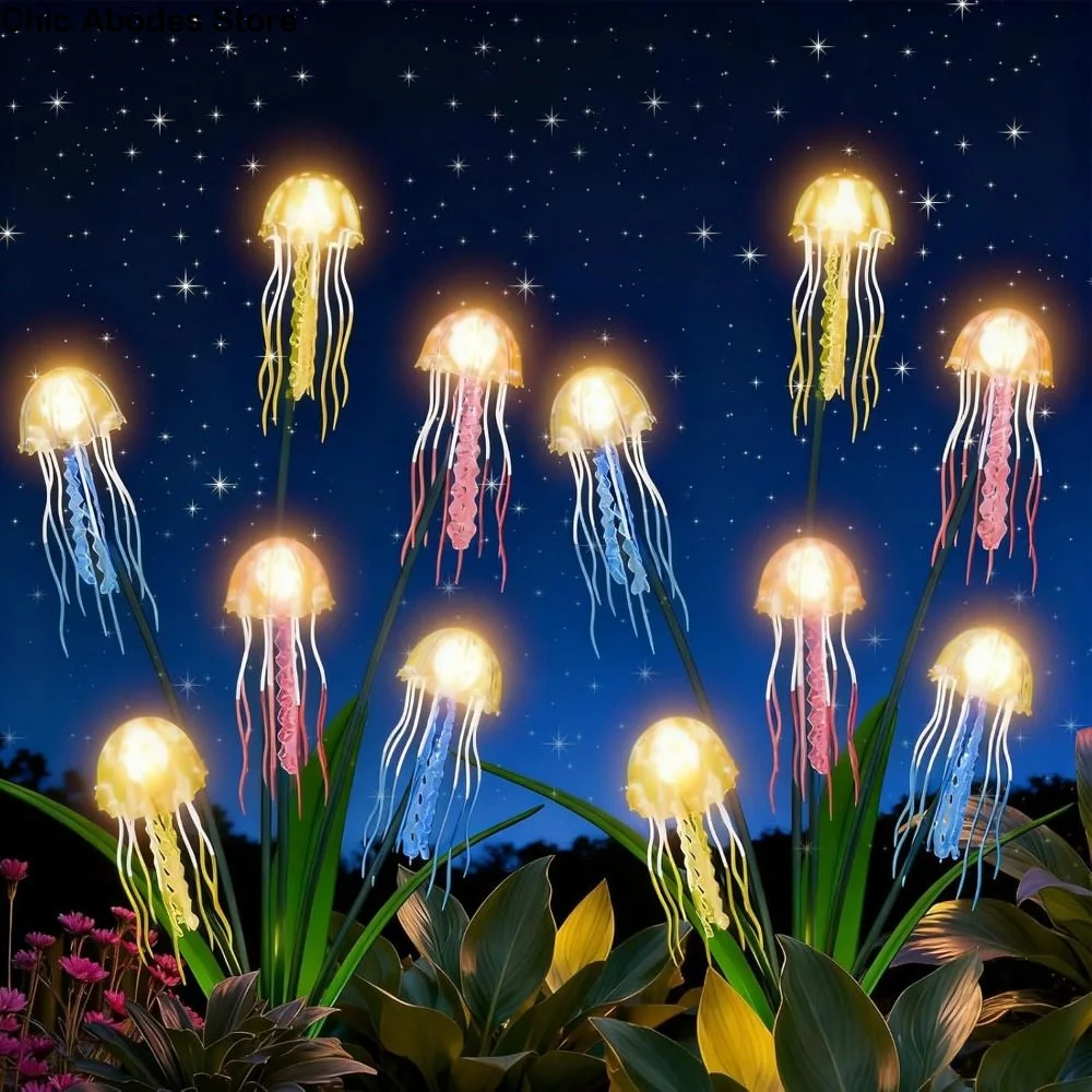 Decorations LED Solar Garden Lights Waterproof Solar Powered Jellyfish Light Ground Plug Decorative Solar Powered Lights Outdoor