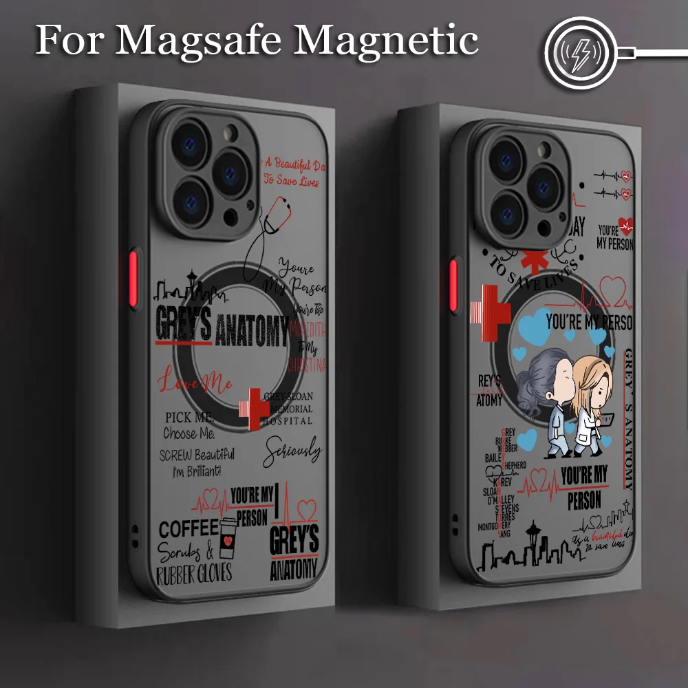 Capa Magnética Fosca Greys Anatomy You Are My Person para iPhone 17 16 15 14 13 12 11 Pro Max Mini XR XS X 7 8 Plus