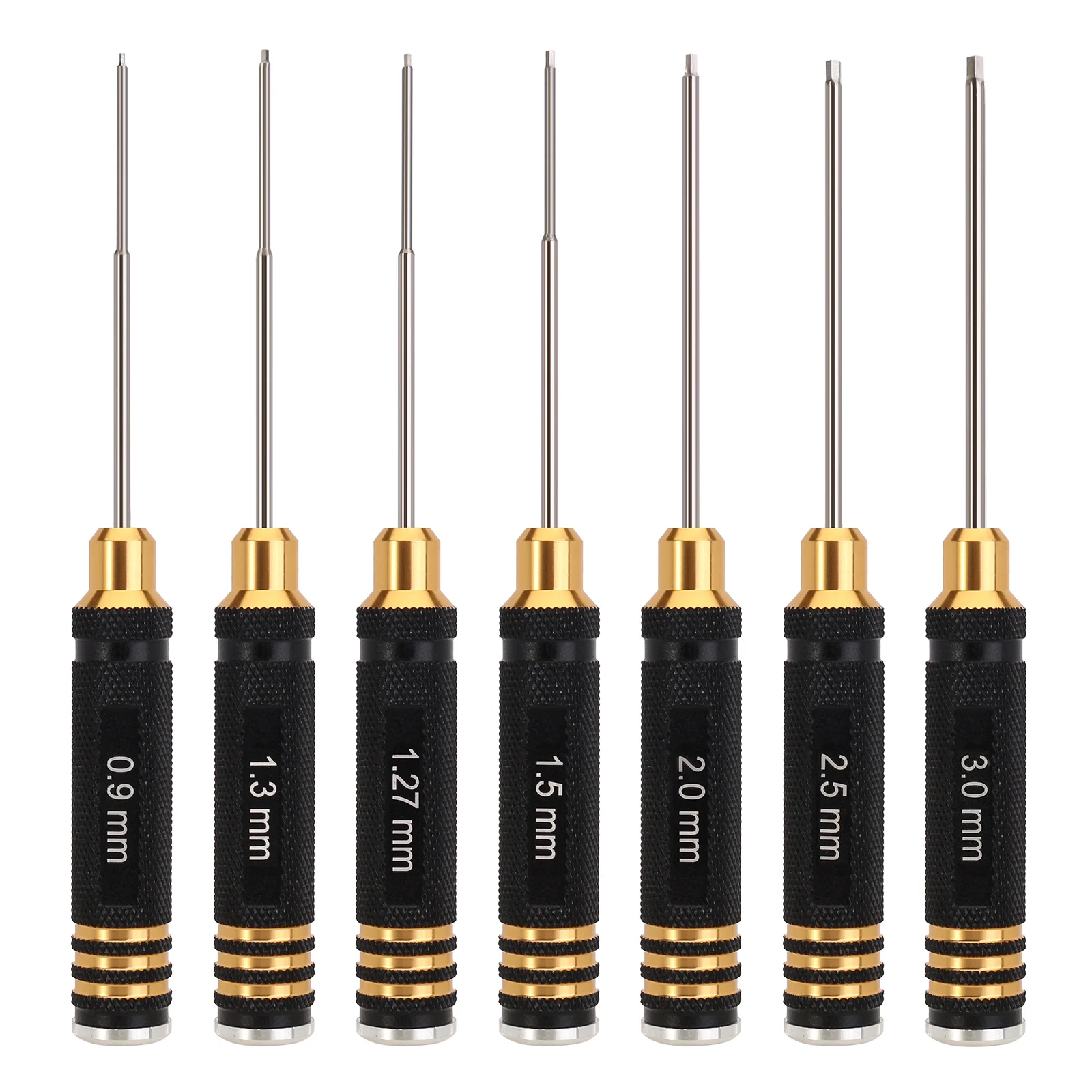 INJORA 7PCS HSS Steel Hex Screwdriver Set 0.9/1.27/1.3/1.5/2.0/2.5/3mm Tool Kit for RC Crawler Car Boat Helicopter Model