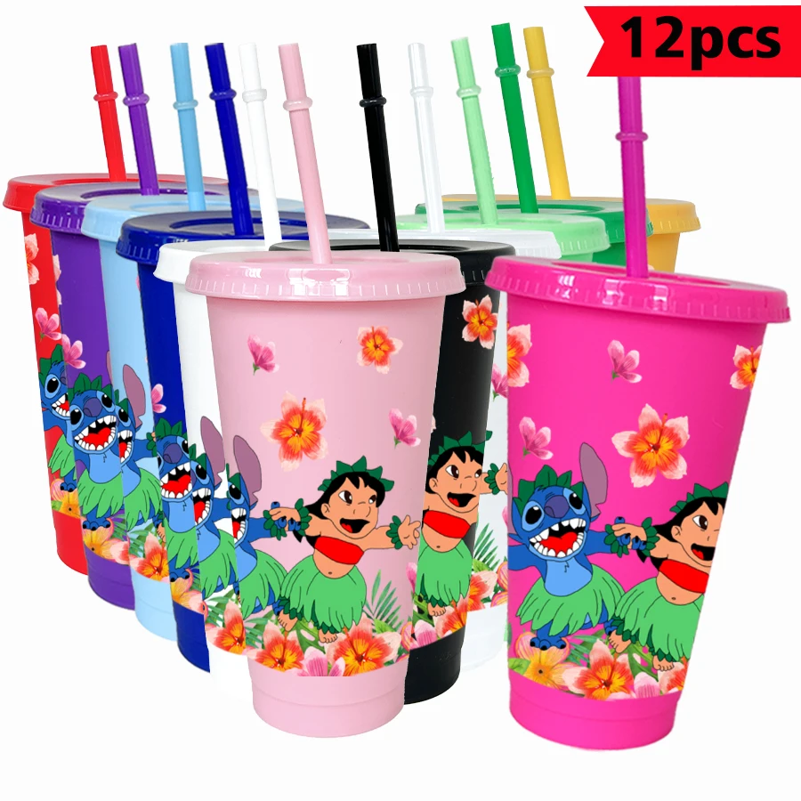 

12 шт./лот Disney Stitch Boy 26 унций цветной пластиковый стакан для дня рождения, посуда для напитков, кружка для сока, кофе