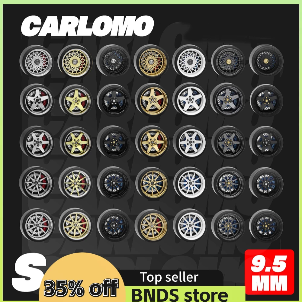 

Carlomo 1/64 Hot Wheels S-Class Wheels With Rubber Tires Brake Disc Assembly Rims Modified Parts for Model Car Tomica 4pcs Set