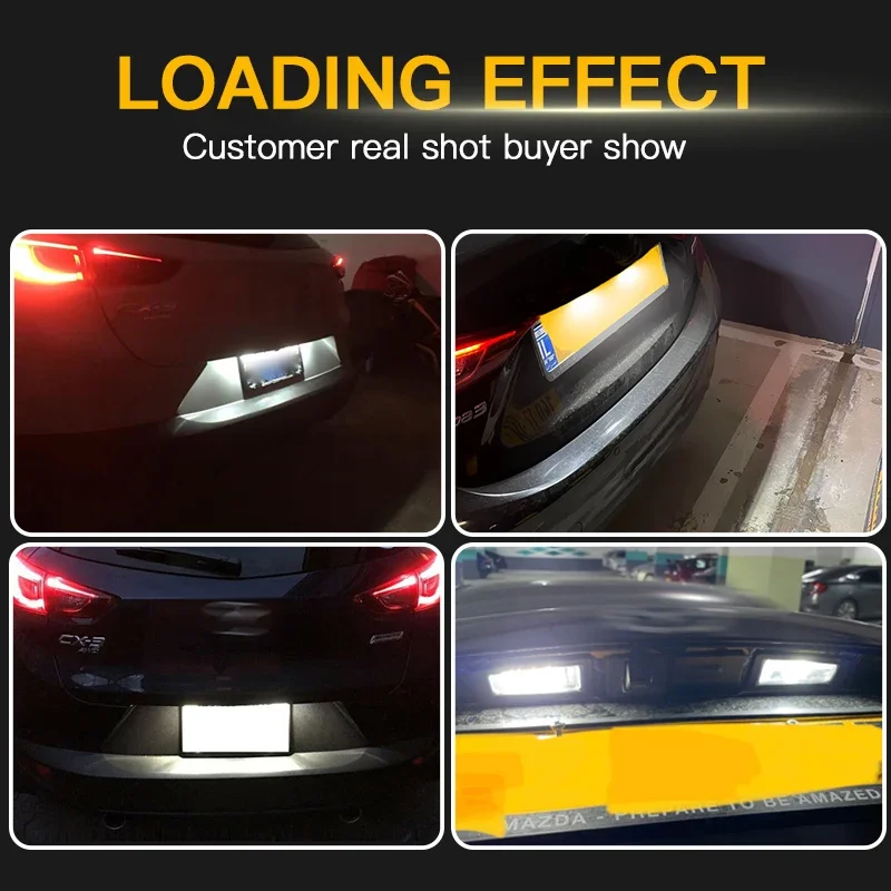 

2Pcs For Mazda 3 Axela 2014-2018 For Mazda CX-3 CX3 2016-UP White LED License Plate Light Number Plate Lamp