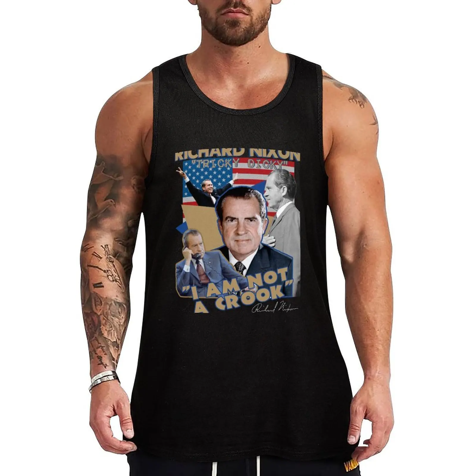 Camiseta sin mangas con estampado del 37º presidente de Estados Unidos, Richard Nixon, estilo gangsta rap, básica, de algodón suave, sin mangas