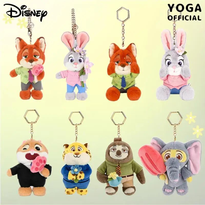 13cm kawaii anime zootopia nick judy chaveiro de pelúcia pingente bonito dos desenhos animados novo clawhauser boneca de pelúcia brinquedo saco pingente presente da criança