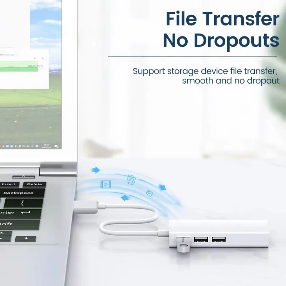 High-Speed High-Speed USB Ethernet Adapter Type C 10/100 Ethernet USB Hub USB 2.0 3 Ports RJ45 Hub For Desktop Computer