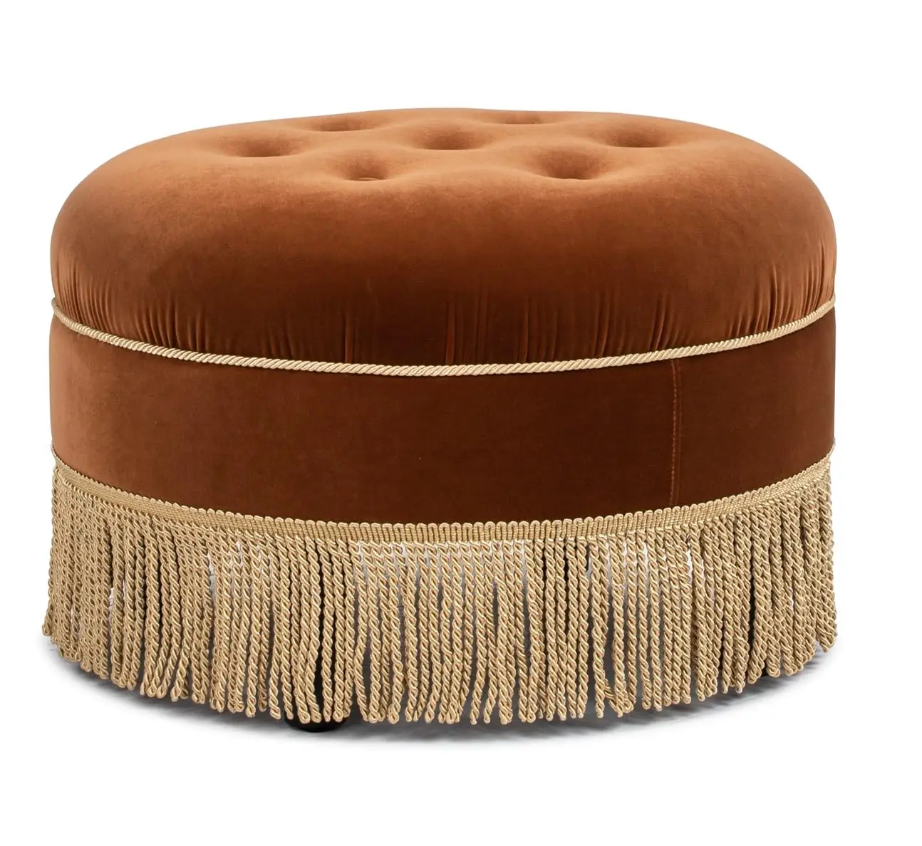 Round Upholstered Accent Ottoman Velvet Tufted Footstool Living Room Bedroom 24 Inch, Customized