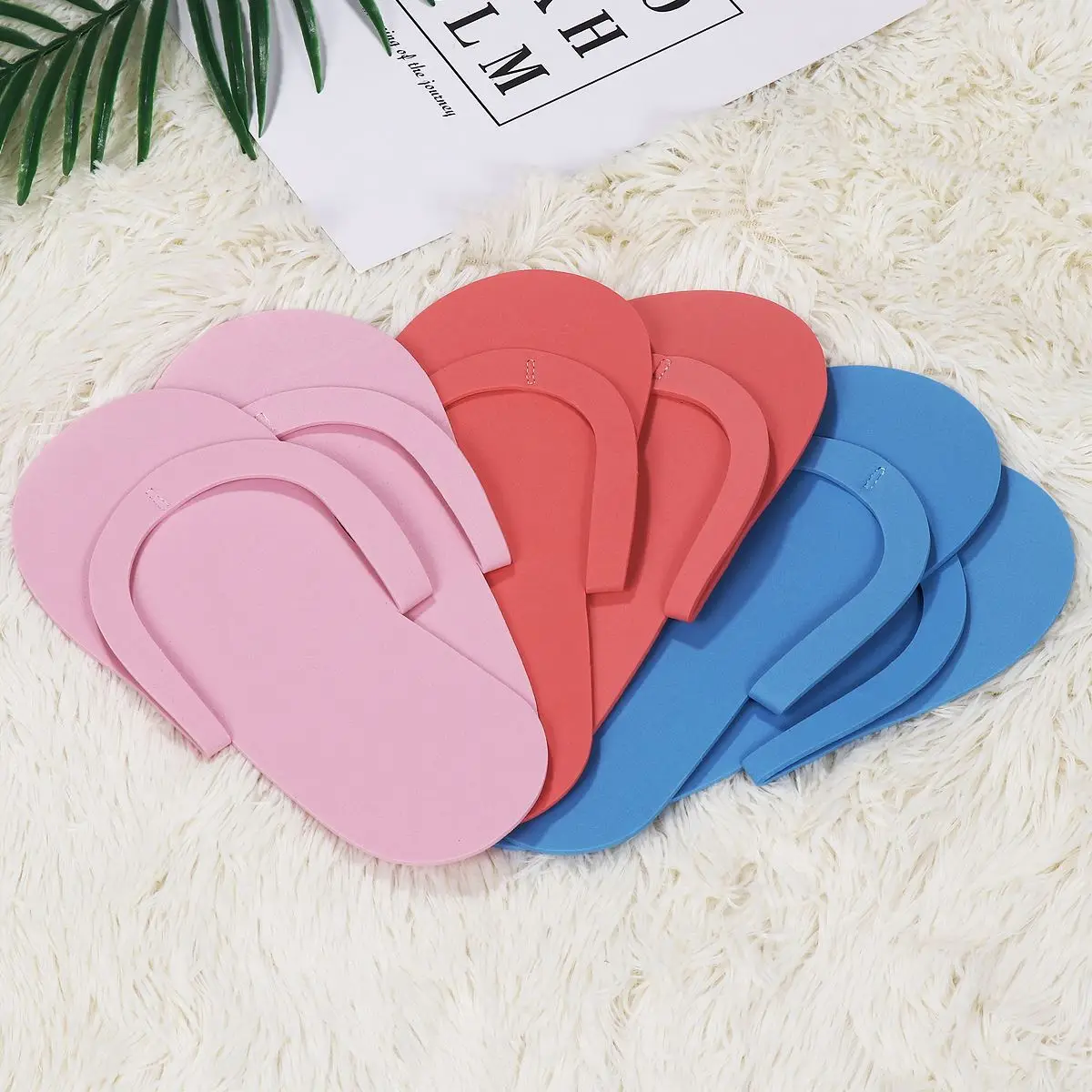 36 Pairs Disposable Slippers Foam Slippers Disposable Spa Slippers Flip Flop Slippers For Pedicure Spa Salon (Random Color)