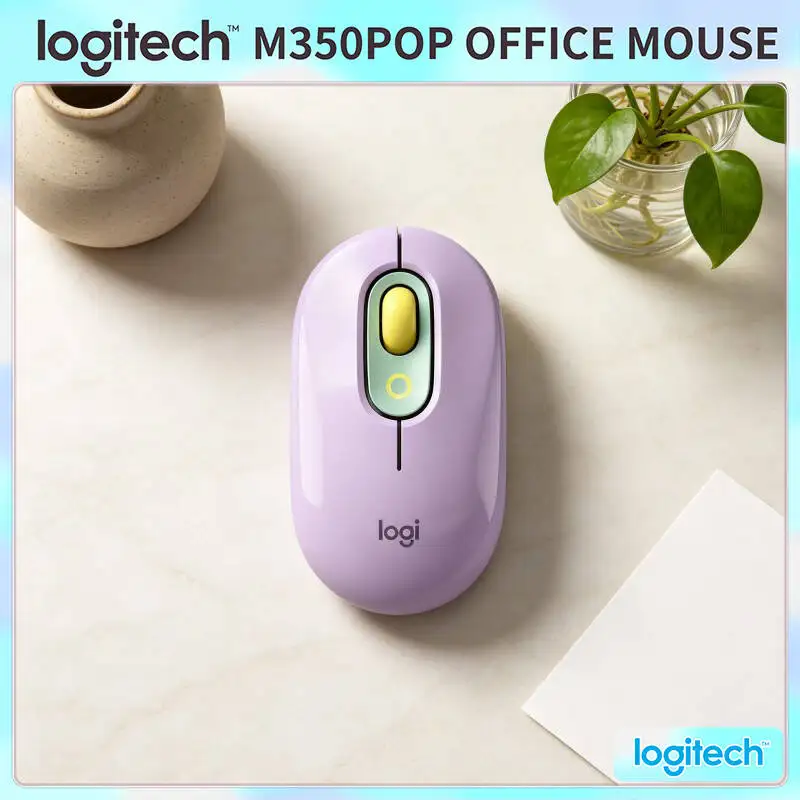 Logitech M350 POP Wireless Mouse Dual-Mode Bluetooth 2.4GHz Silent Click 18-Month Battery for River Trip and Outdoor Work Spot