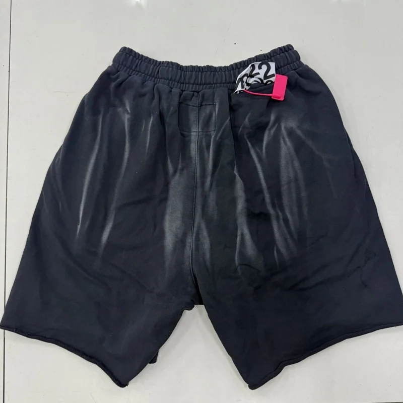 Vintage Washed 123 Print Baggy Shorts Men Streetwear Cotton Sweat Shorts