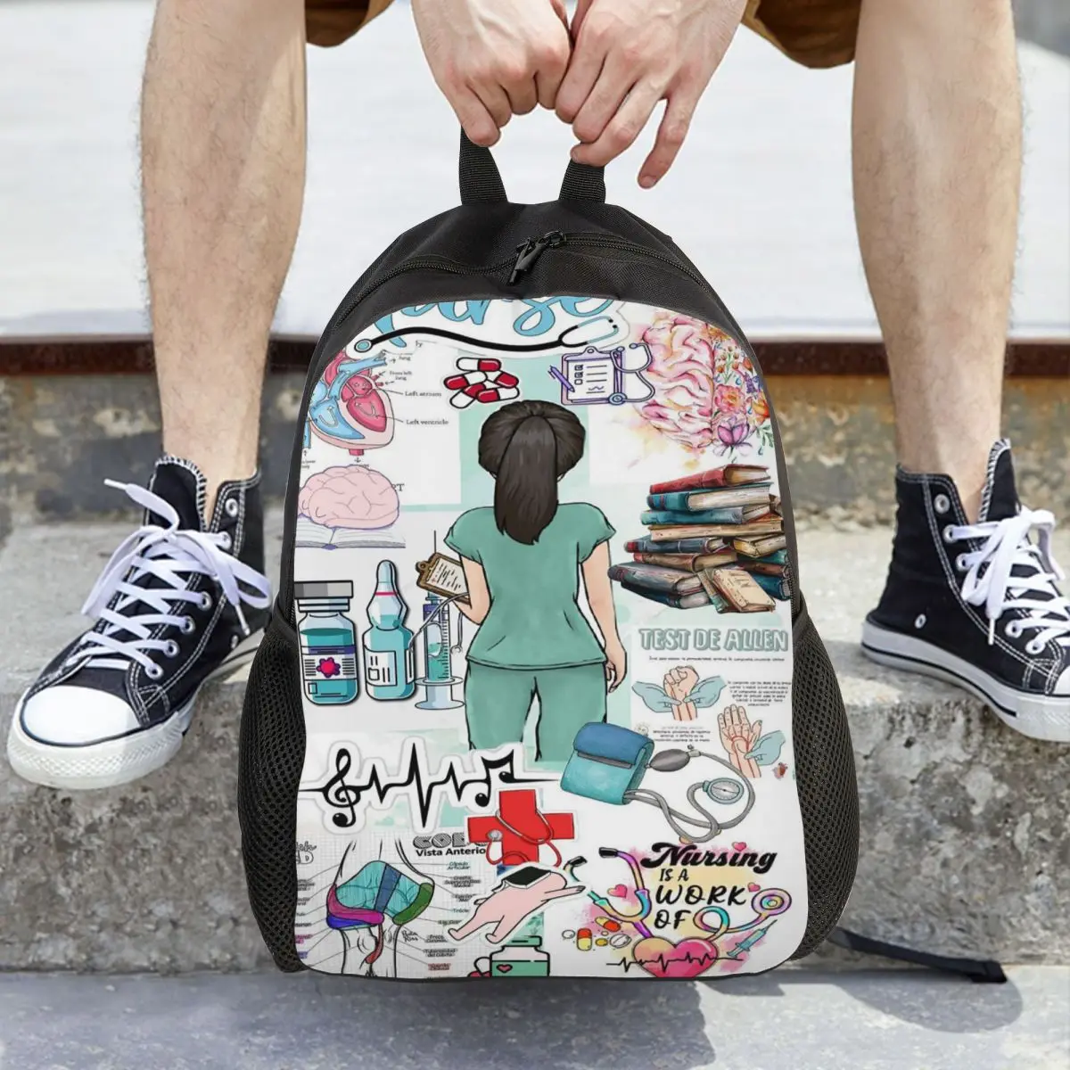 

Enfermera En Apuros Рюкзак для доктора и медсестры, рюкзак большой емкости для мальчиков и девочек, сумка для книг, школьная сумка, сумки на плечо для мужчин и женщин