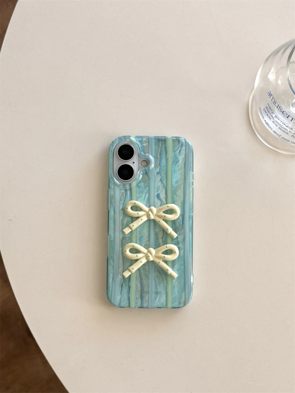 韓国の女性向け新作可愛い水玉模様リボン付きクリエイティブなスマホケース、iPhone 13、14、15、16 Pro Max対応、落下防止