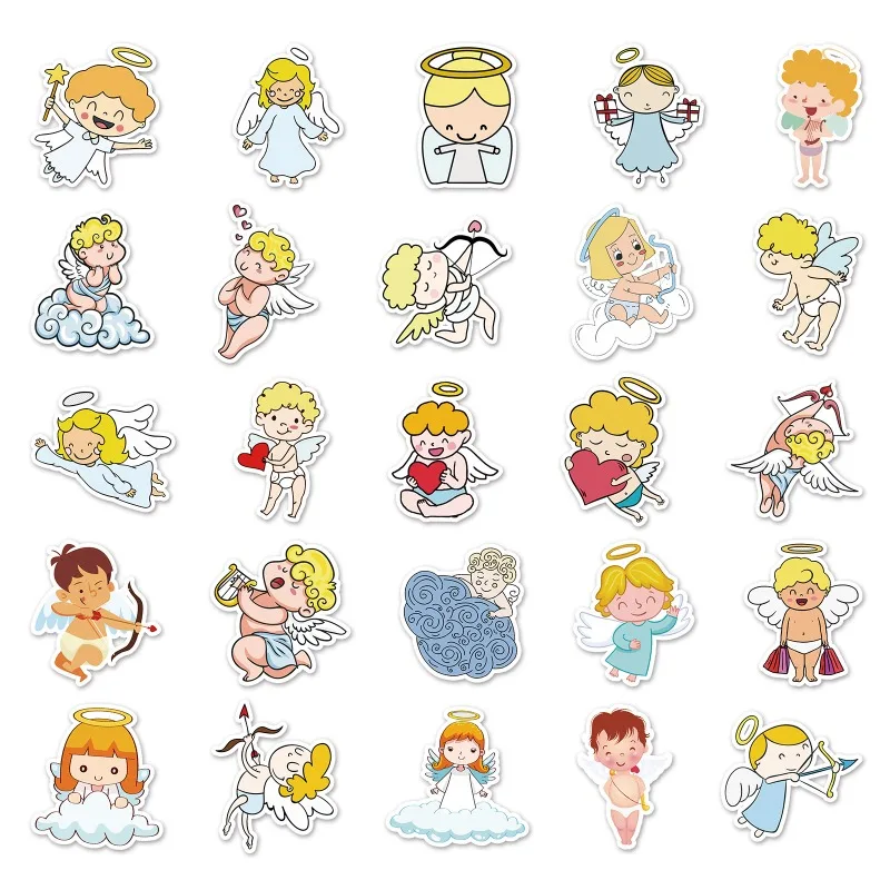 50pcs ‌Angel Graffiti Cartoon Sticker Luggage Water Cup Stationery Mobile Phone Scooter Laptop Refrigerator Decoration Sticker