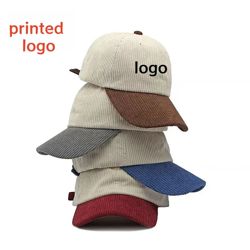 Women Hat Letter printed Vintage Corduroy Baseball Cap Autum