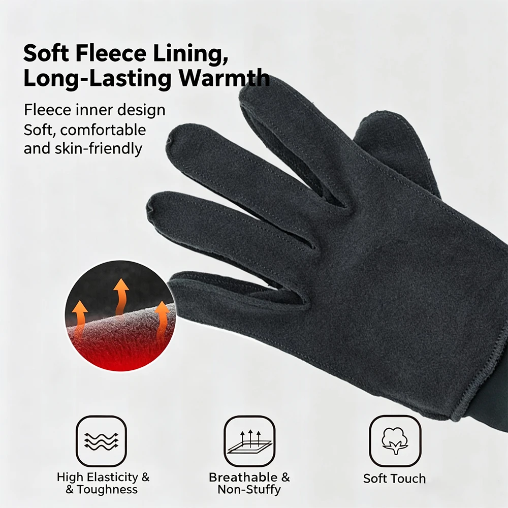 YKYWBIKE Touchscreen-Fahrradhandschuhe mit Vollfinger-Design, Fleece-Futter, winddicht, wasserabweisend, stoßdämpfend, für MTB und Rennrad – Detail 5