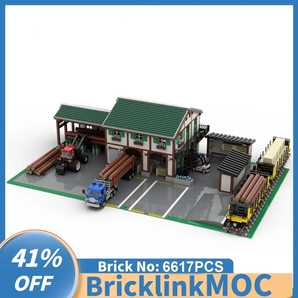 

NEW 6617PCS City Hot Selling Street View Moc Modular Lumber Mill model DIY creative ideas Child AssemblyToy birthday Gift Blocks